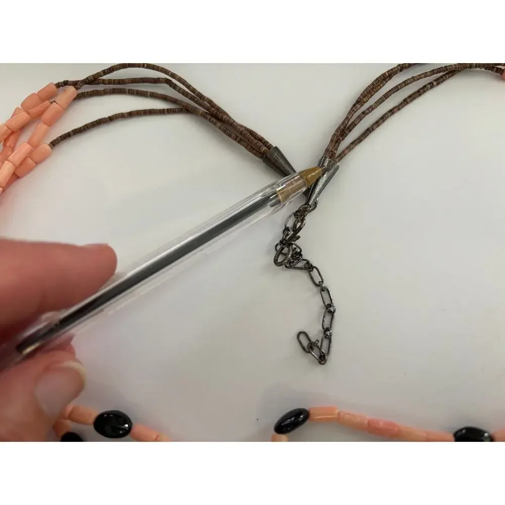 Natural Salmon Pink Coral Heidhi beads Sterling Silver Clasp Necklace